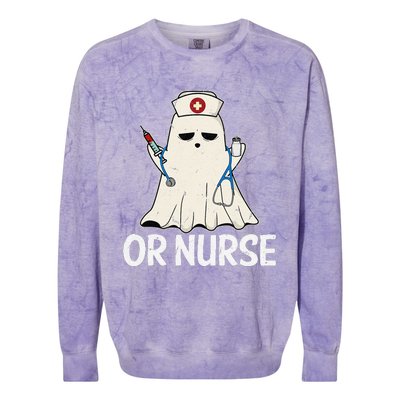 Spooky Or Nurse Boo Ghost Halloween Nurse Crubs Colorblast Crewneck Sweatshirt