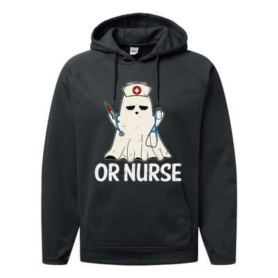 Spooky Or Nurse Boo Ghost Halloween Nurse Crubs Performance Fleece Hoodie