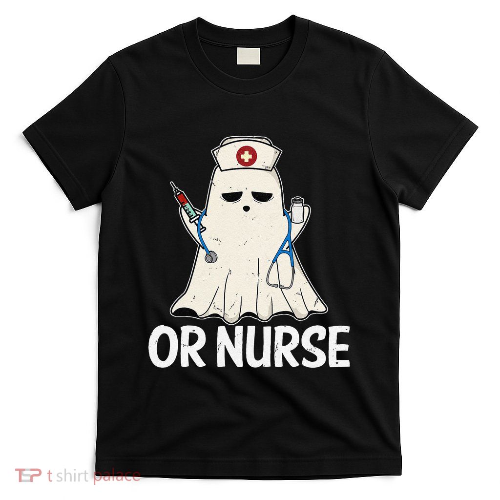 Spooky Or Nurse Boo Ghost Halloween Nurse Crubs T-Shirt