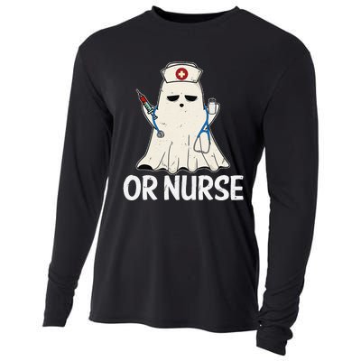 Spooky Or Nurse Boo Ghost Halloween Nurse Crubs Cooling Performance Long Sleeve Crew