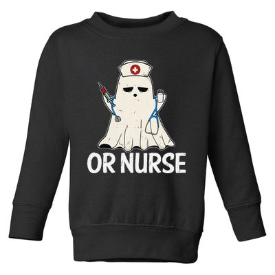 Spooky Or Nurse Boo Ghost Halloween Nurse Crubs Toddler Sweatshirt