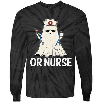 Spooky Or Nurse Boo Ghost Halloween Nurse Crubs Tie-Dye Long Sleeve Shirt