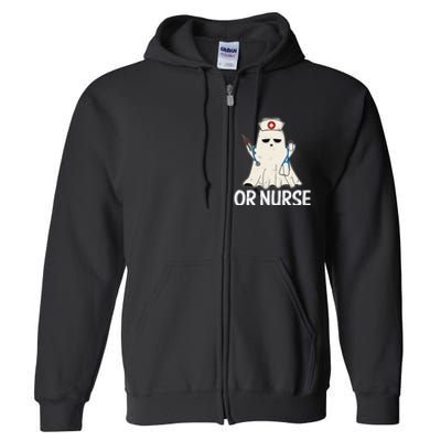 Spooky Or Nurse Boo Ghost Halloween Nurse Crubs Full Zip Hoodie