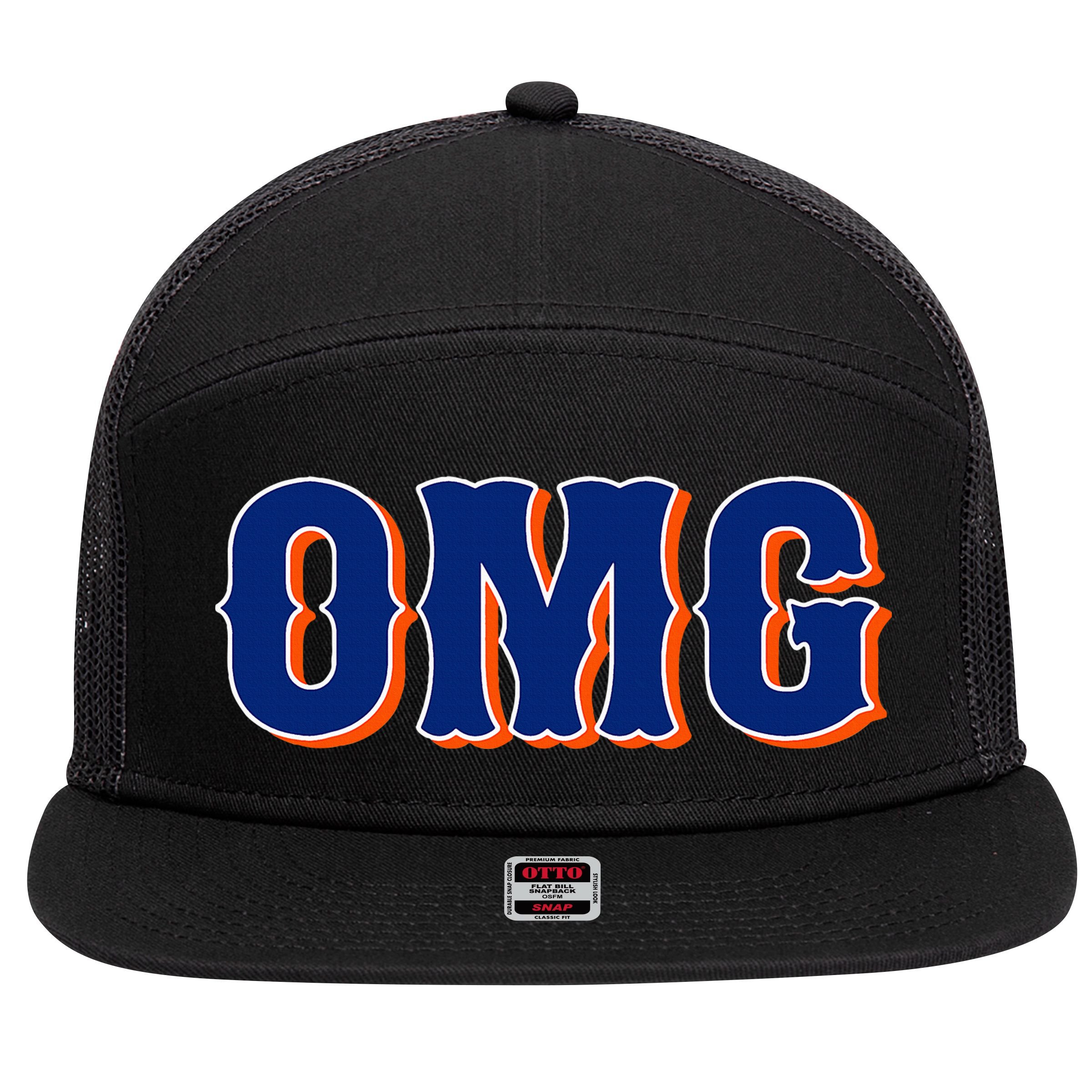 Says Omg New York Apparel 7 Panel Mesh Trucker Snapback Hat