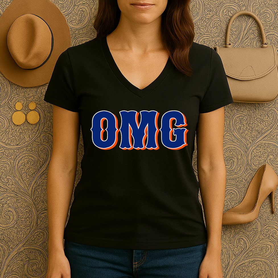 Says Omg New York Apparel Women's V-Neck T-Shirt