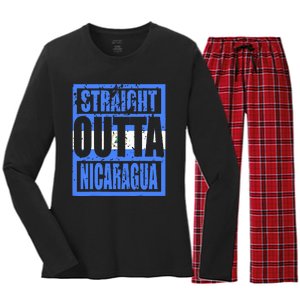 Straight Outta Nicaragua Women's Long Sleeve Flannel Pajama Set 