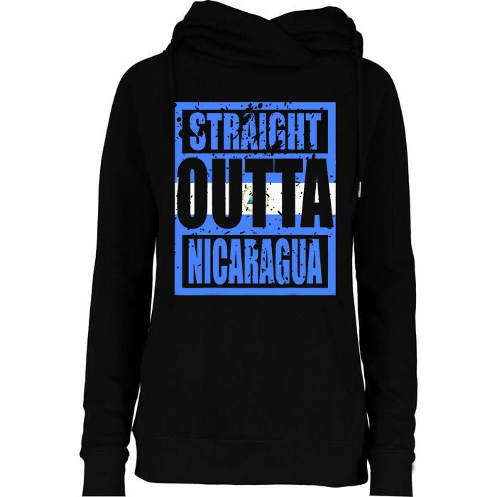 Straight Outta Nicaragua Womens Funnel Neck Pullover Hood