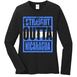 Straight Outta Nicaragua Ladies Long Sleeve Shirt