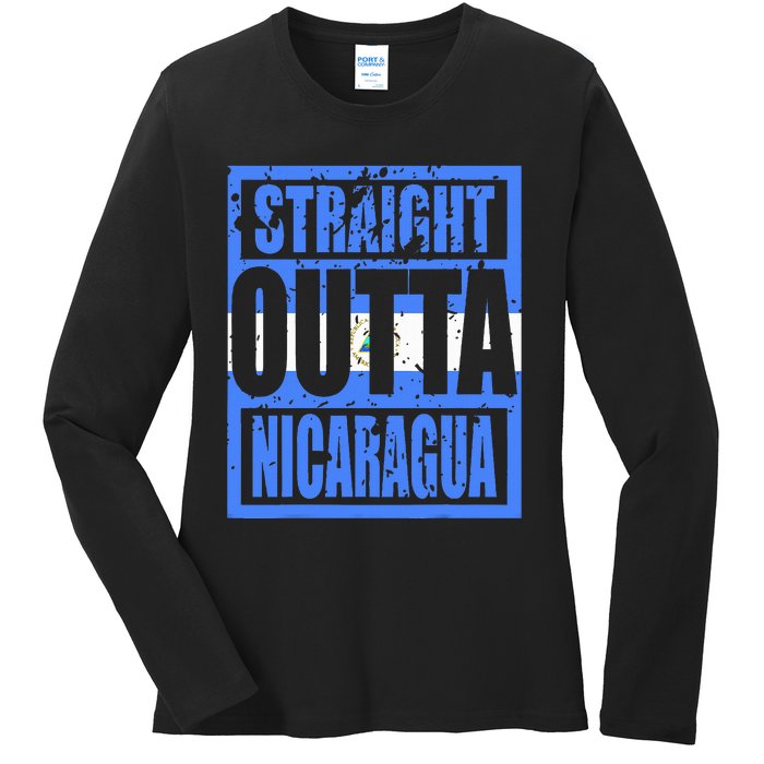 Straight Outta Nicaragua Ladies Long Sleeve Shirt