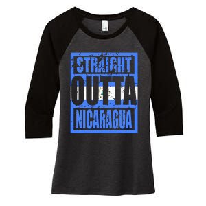 Straight Outta Nicaragua Women's Tri-Blend 3/4-Sleeve Raglan Shirt