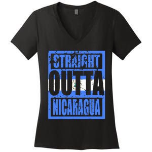 Straight Outta Nicaragua Women's V-Neck T-Shirt