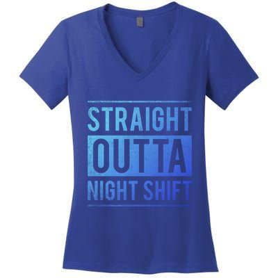 Straight Outta Night Shift Nurse Gift Women's V-Neck T-Shirt