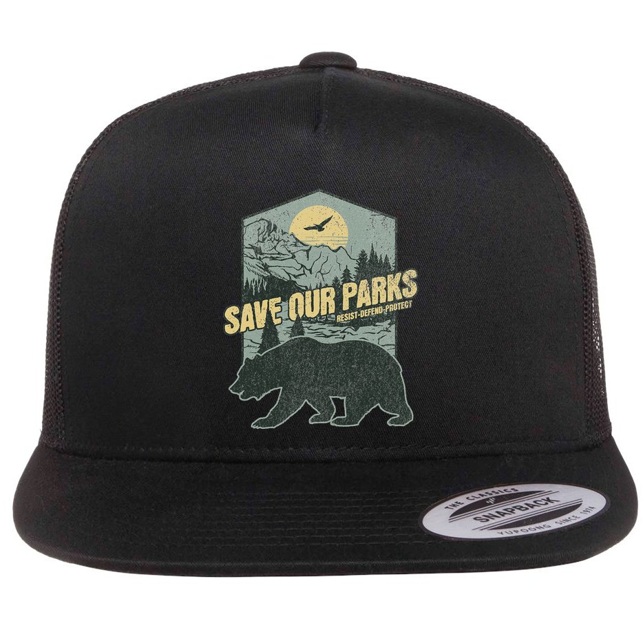 Save Our National Parks Resist Bear Anti Trump Flat Bill Trucker Hat