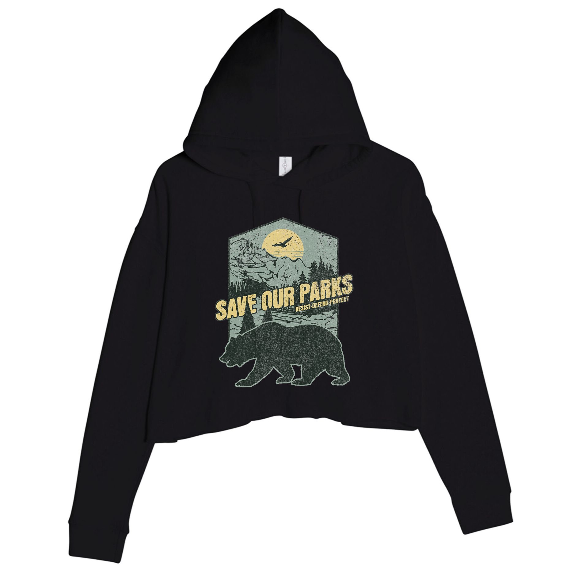 Save Our National Parks Resist Bear Anti Trump Crop Fleece Hoodie