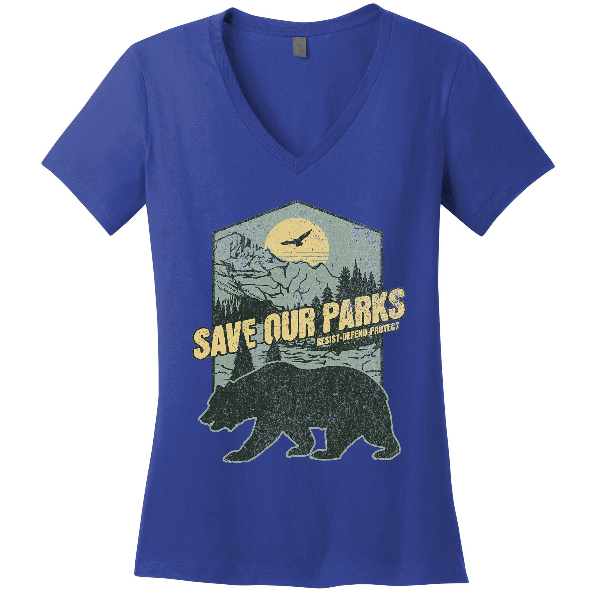 Save Our National Parks Resist Bear Anti Trump Women's V-Neck T-Shirt
