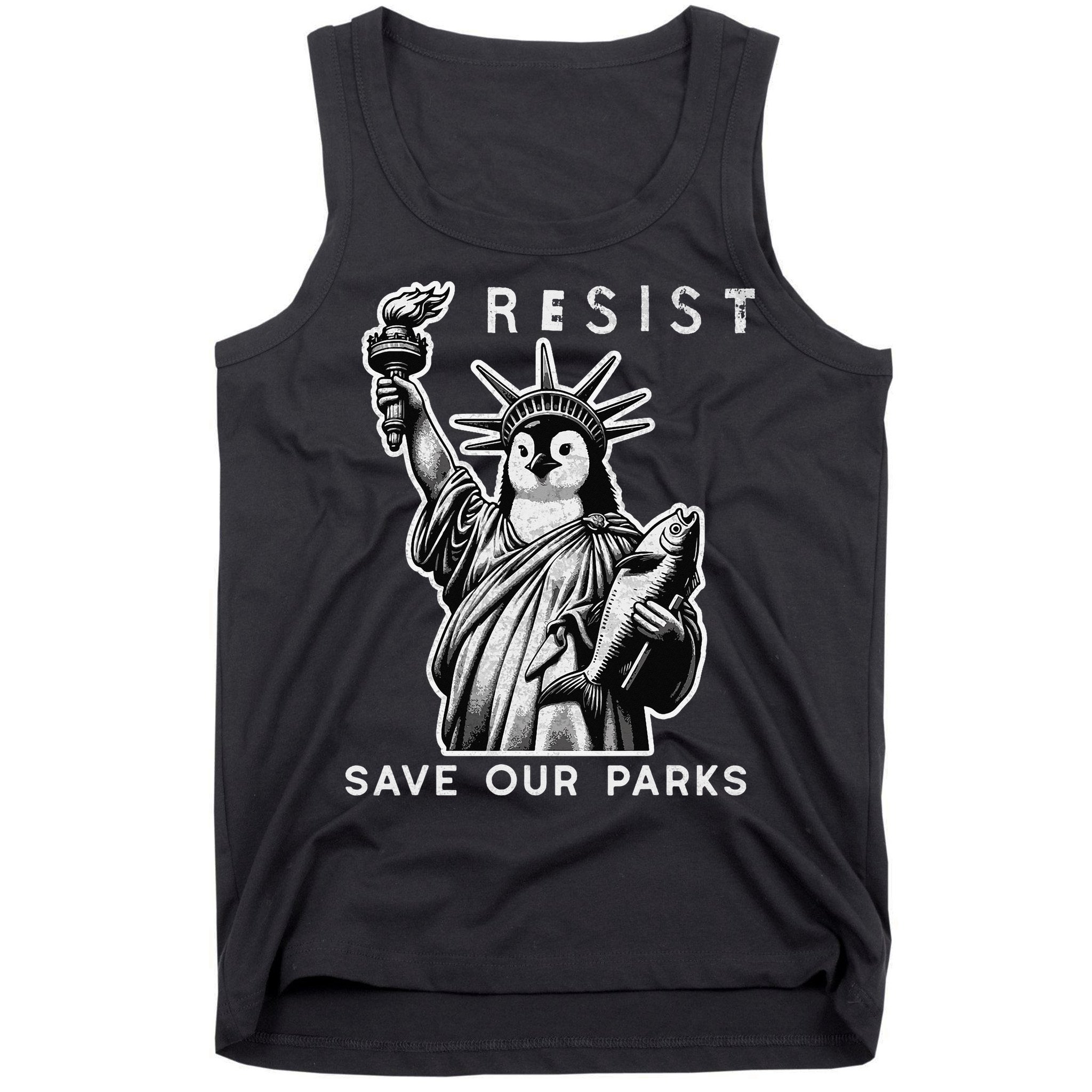 Save Our National Parks Penguin Statue Of Liberty Resist Tank Top