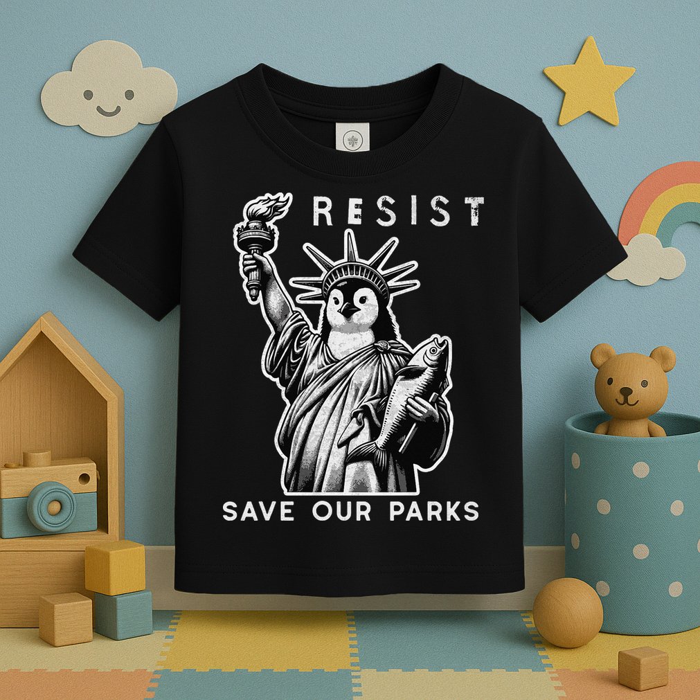 Save Our National Parks Penguin Statue Of Liberty Resist Toddler T-Shirt