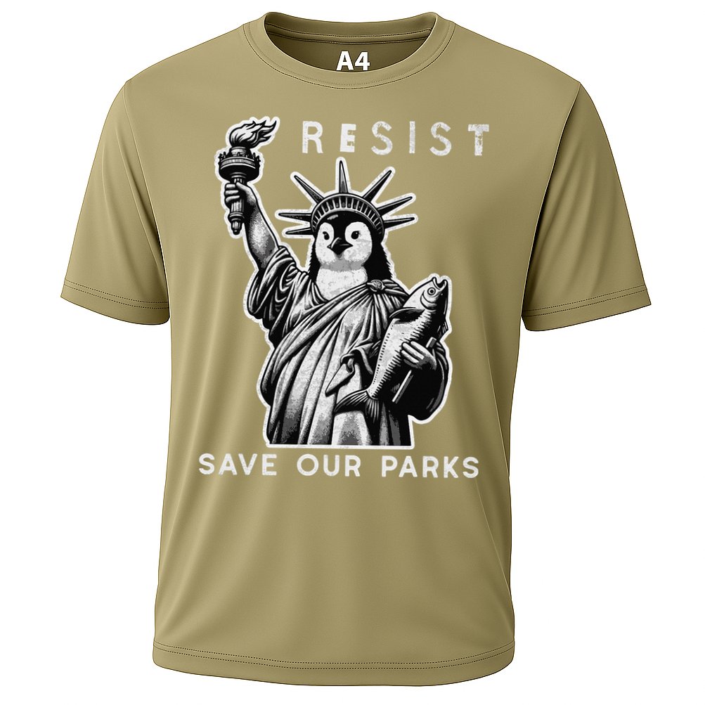Save Our National Parks Penguin Statue Of Liberty Resist Cooling Performance Crew T-Shirt
