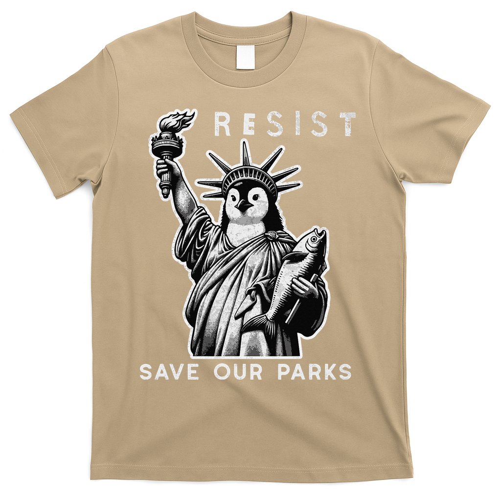 Save Our National Parks Penguin Statue Of Liberty Resist T-Shirt