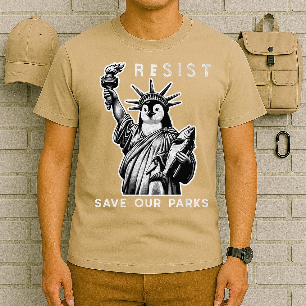 Save Our National Parks Penguin Statue Of Liberty Resist T-Shirt