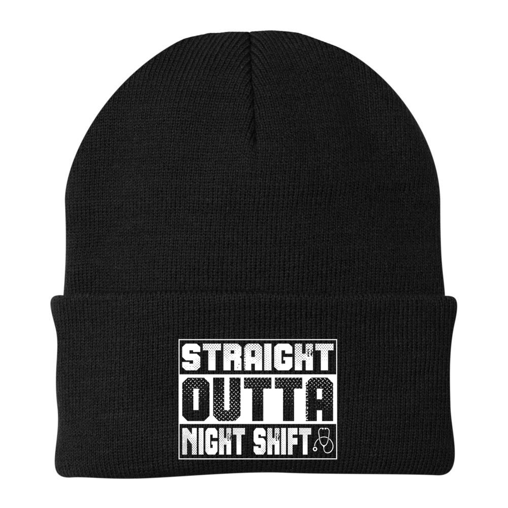 Straight Outta Night Shift Funny Nurse Rn Gift Beanie