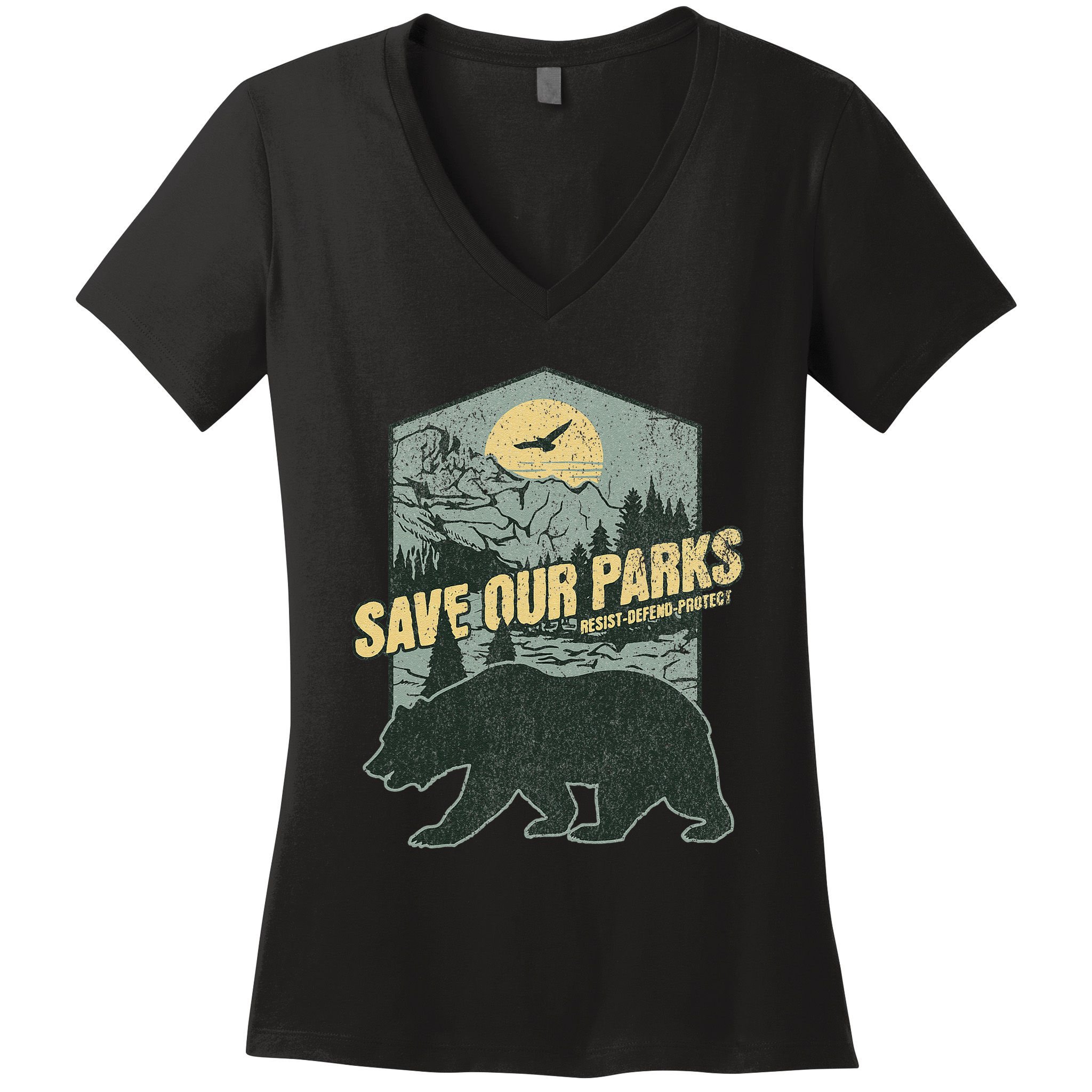 Save Our National Parks Resist Bear Anti Trump Alt Us Parks Gift Women's V-Neck T-Shirt