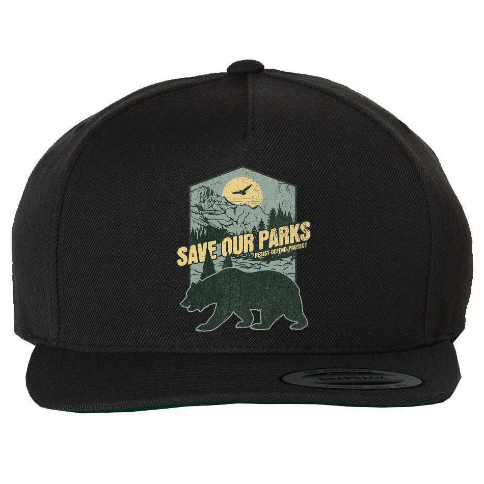 Save Our National Parks Resist Bear Anti Trump Alt Us Parks Gift Wool Snapback Cap