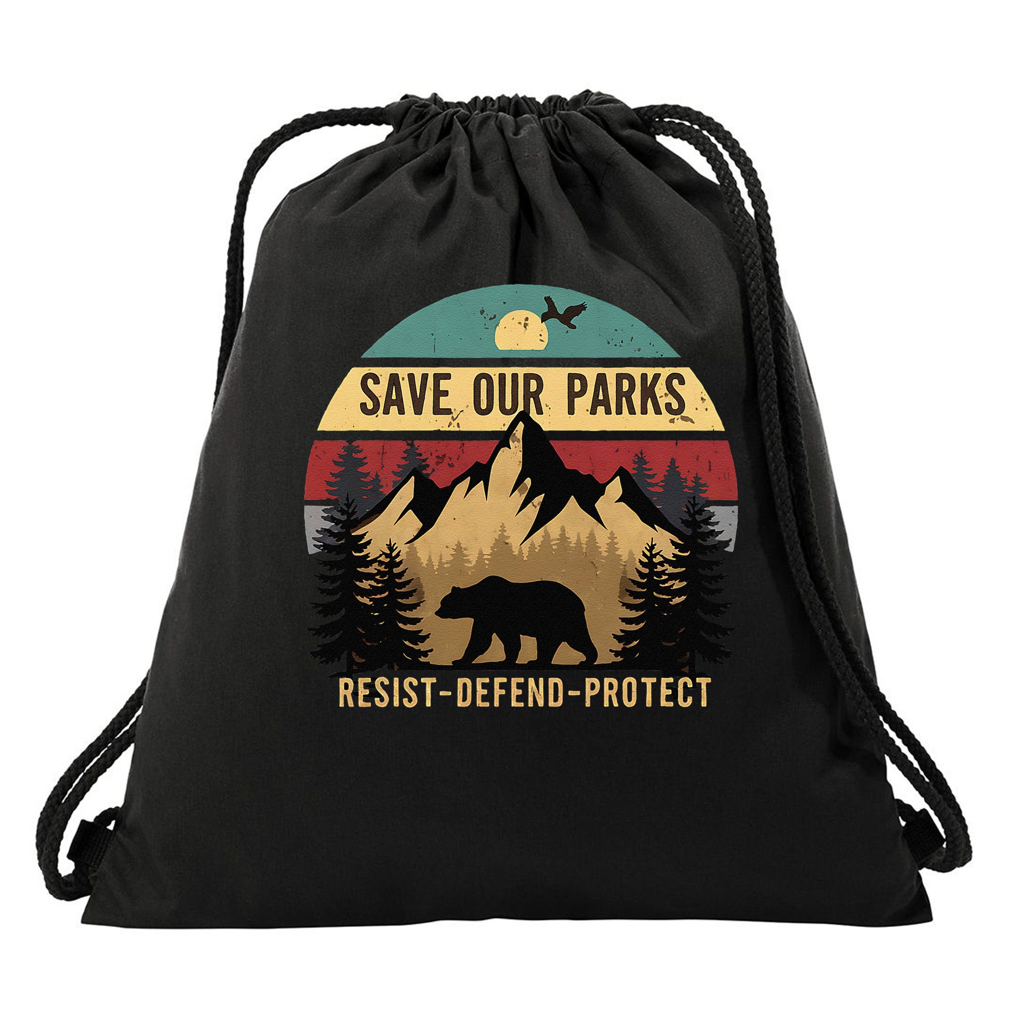 Save Our National Parks Parks Over Profits Bear Drawstring Bag