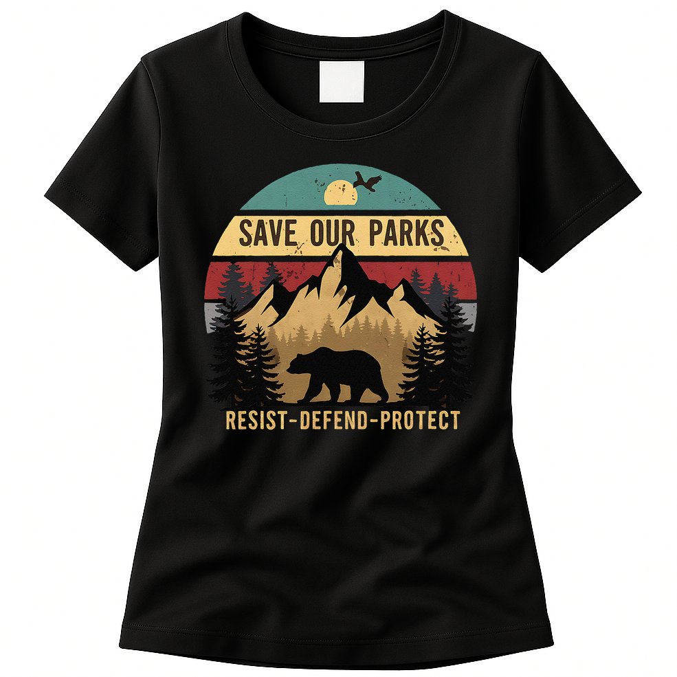 Save Our National Parks Parks Over Profits Bear Womens T-Shirt