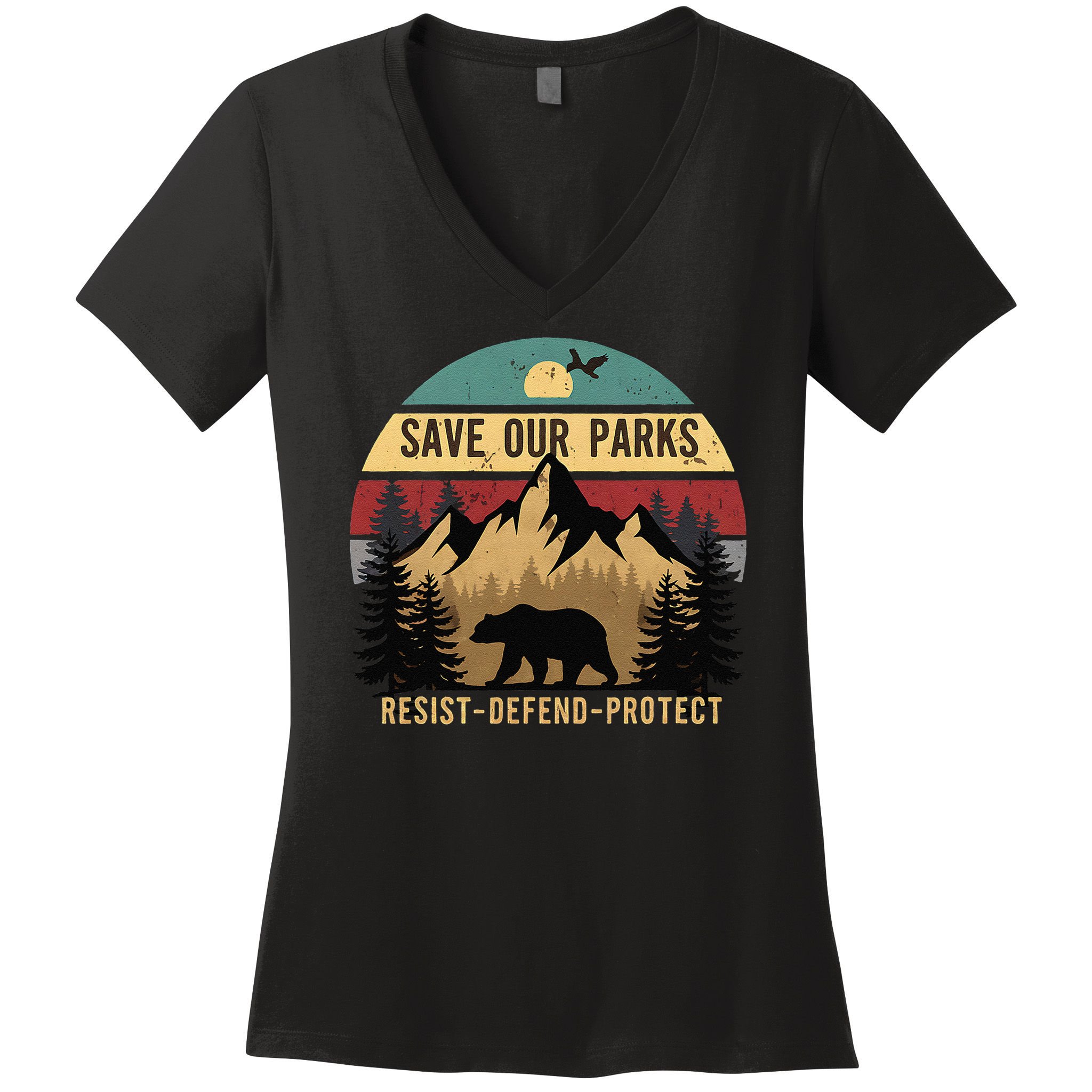 Save Our National Parks Parks Over Profits Bear Women's V-Neck T-Shirt