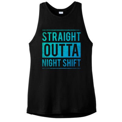 Straight Outta Night Shift Nurse Gift Ladies PosiCharge Tri-Blend Wicking Tank