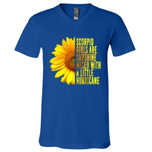 Scorpio October November Birthday Sunflower Queen Gift V-Neck T-Shirt