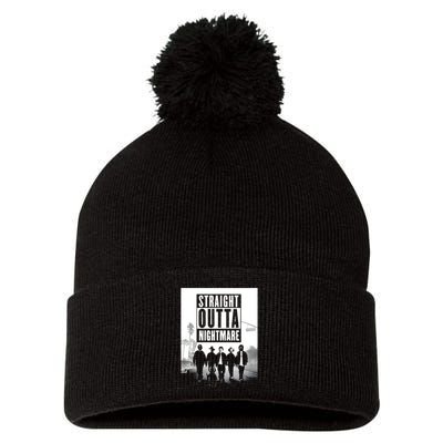 Straight Outta Nightmare Pom Pom 12in Knit Beanie