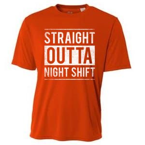 Straight Outta Night Shift Nurse Gift Cooling Performance Crew T-Shirt