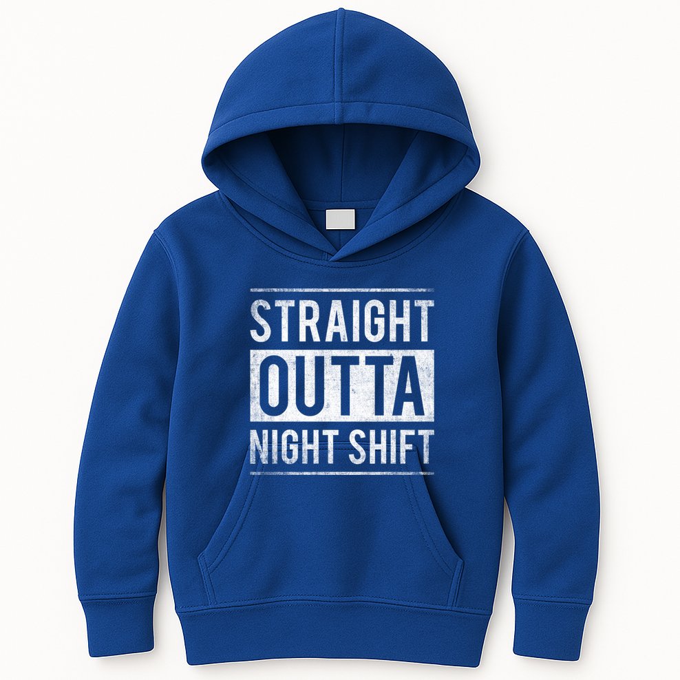 Straight Outta Night Shift Nurse Gift Kids Hoodie