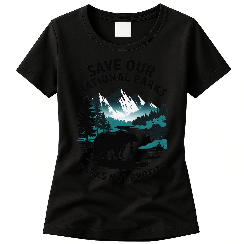 Save Our National Parks Mountain Grizzly Bear Womens T-Shirt