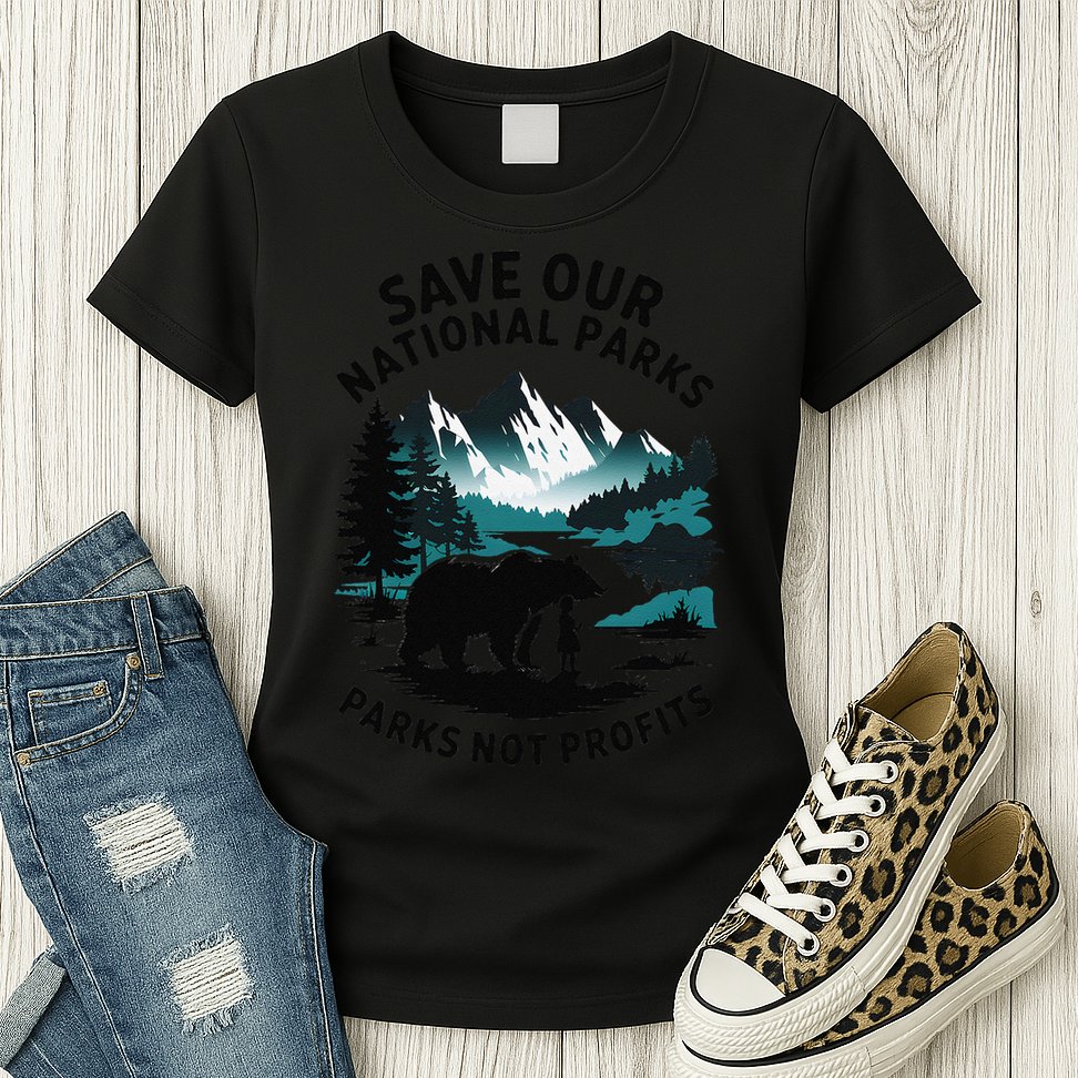 Save Our National Parks Mountain Grizzly Bear Womens T-Shirt