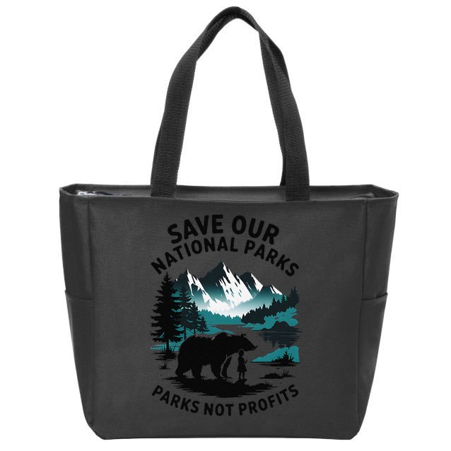 Save Our National Parks Mountain Grizzly Bear Zip Tote Bag