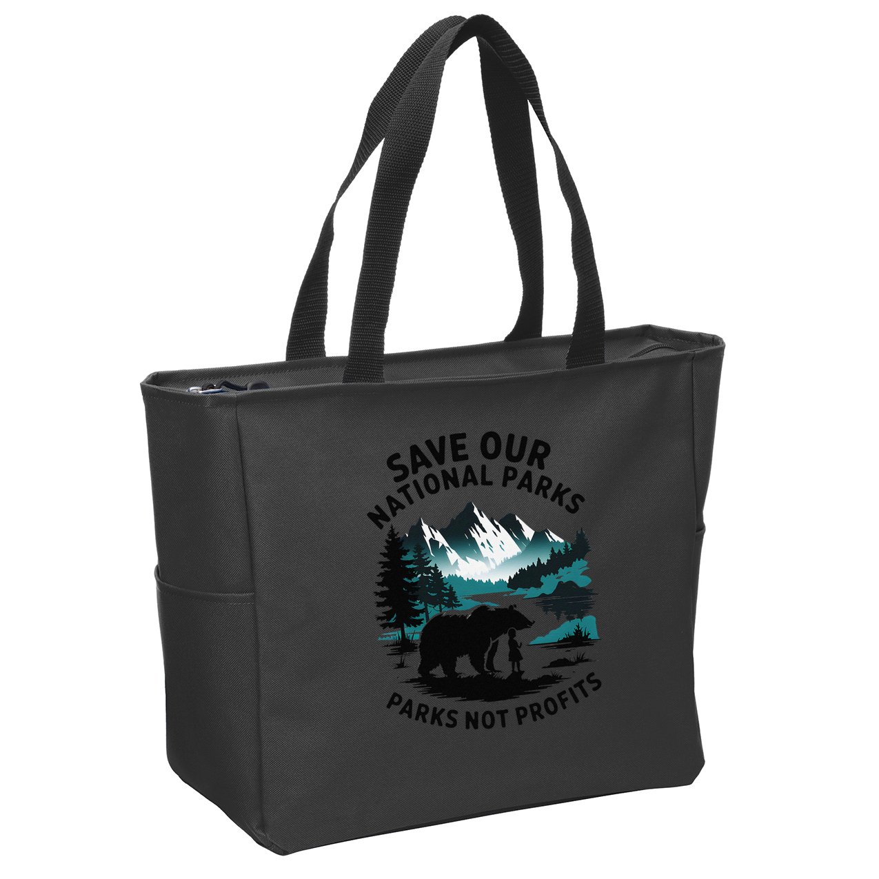 Save Our National Parks Mountain Grizzly Bear Zip Tote Bag