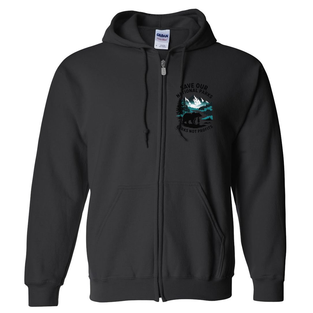 Save Our National Parks Mountain Grizzly Bear Full Zip Hoodie
