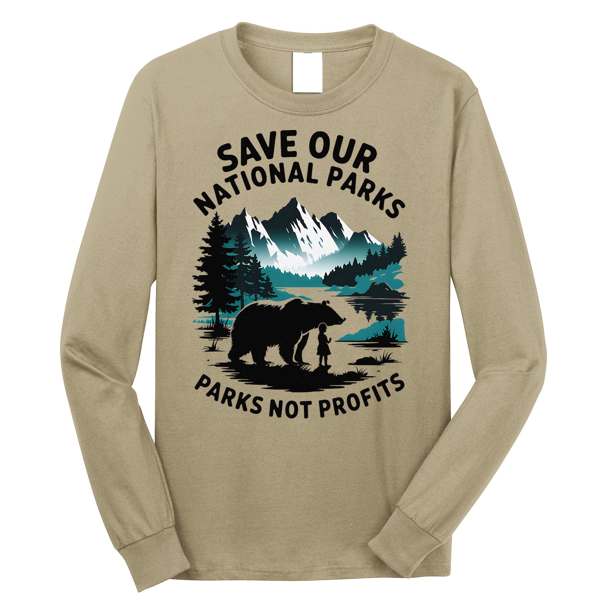 Save Our National Parks Mountain Grizzly Bear Long Sleeve Shirt