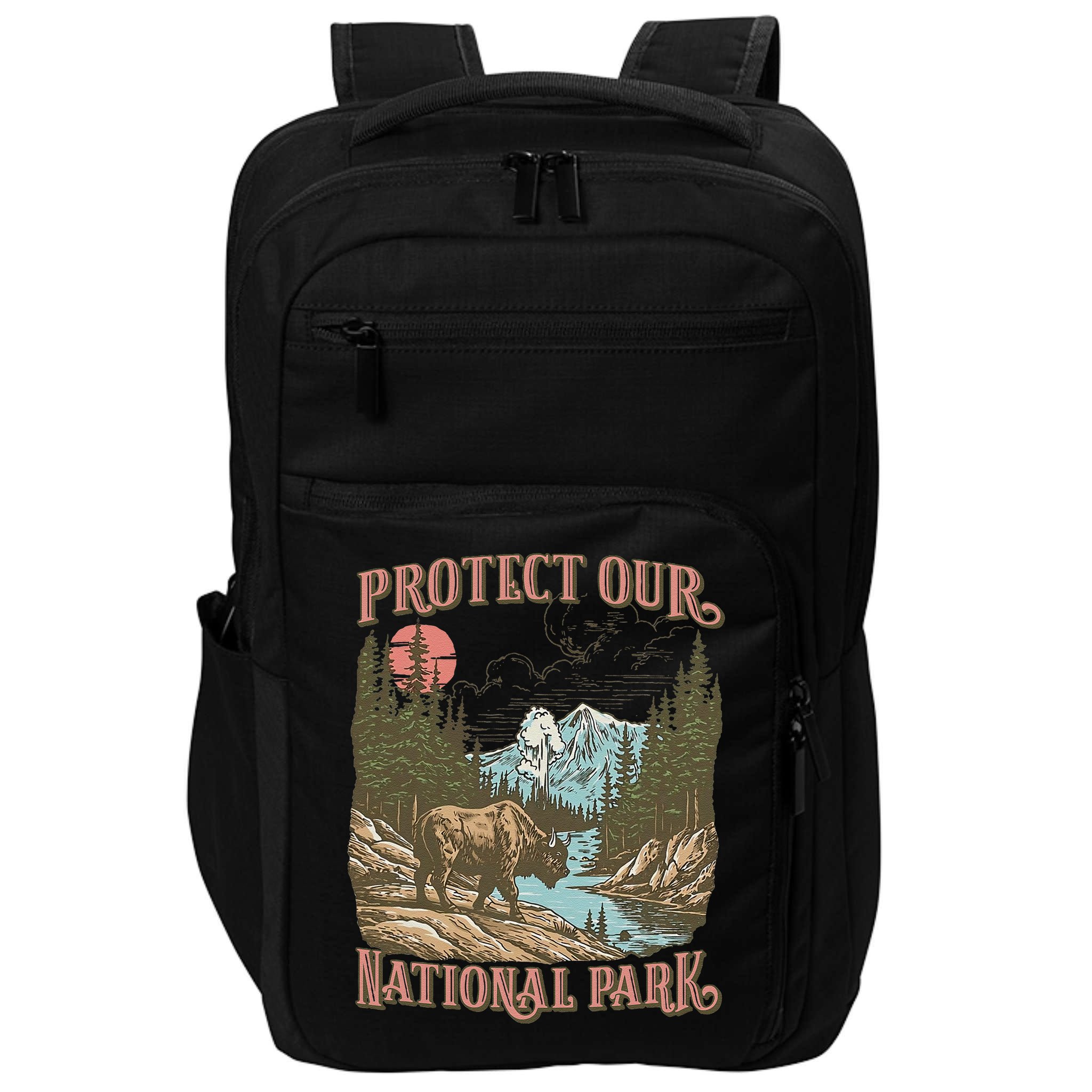 Save Our National Parks Resist Service Bison Buffalo Impact Tech Backpack