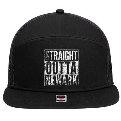 Straight Outta Newark New Jersey Distressed Effect 7 Panel Mesh Trucker Snapback Hat