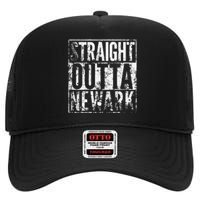 Straight Outta Newark New Jersey Distressed Effect High Crown Mesh Back Trucker Hat