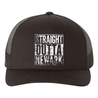 Straight Outta Newark New Jersey Distressed Effect Yupoong Adult 5-Panel Trucker Hat