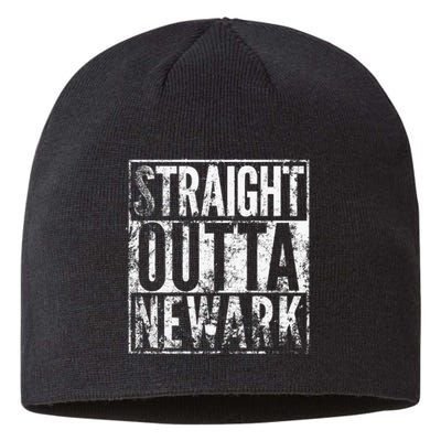 Straight Outta Newark New Jersey Distressed Effect Sustainable Beanie