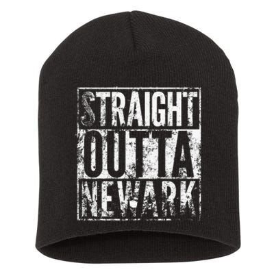 Straight Outta Newark New Jersey Distressed Effect Short Acrylic Beanie