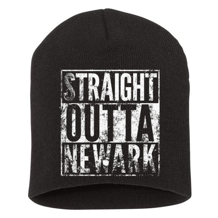 Straight Outta Newark New Jersey Distressed Effect Short Acrylic Beanie