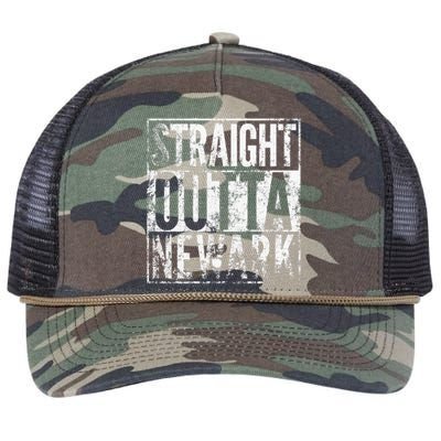 Straight Outta Newark New Jersey Distressed Effect Retro Rope Trucker Hat Cap