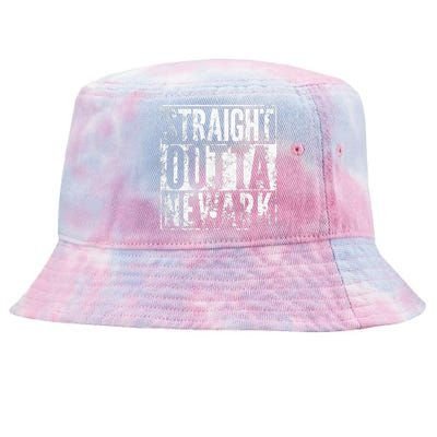 Straight Outta Newark New Jersey Distressed Effect Tie-Dyed Bucket Hat